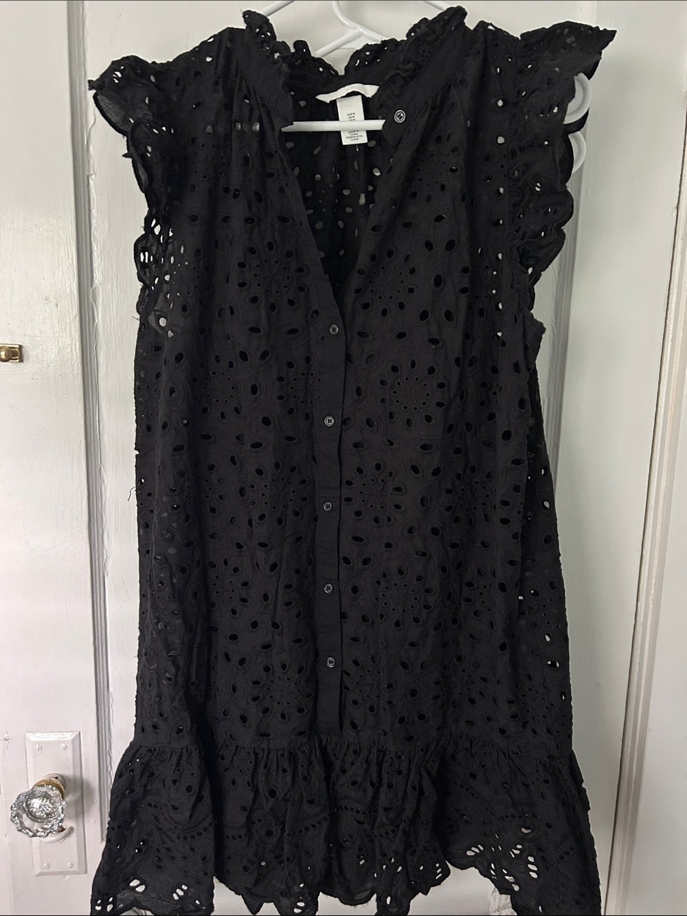 H&M black eyelet dress